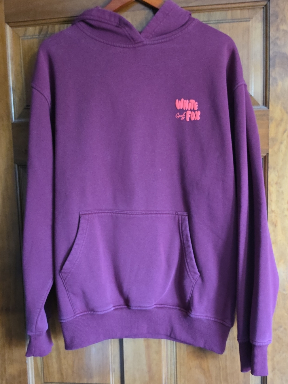 White Fox Boutique Hooded Sweatshirt in Plum with Coral Logo